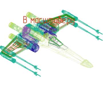 3D модель X-wing 3D (чертеж корабля,  звездные войны)