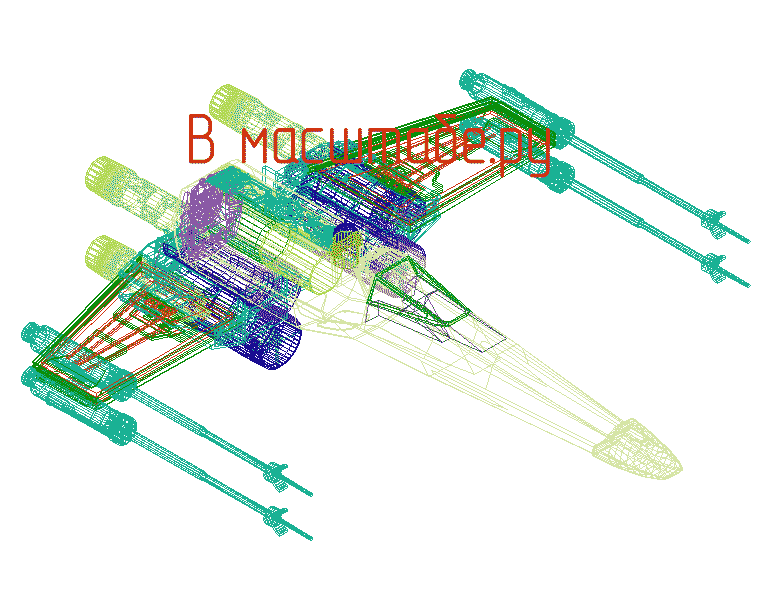 3D модель X-wing 3D (чертеж корабля, звездные войны)