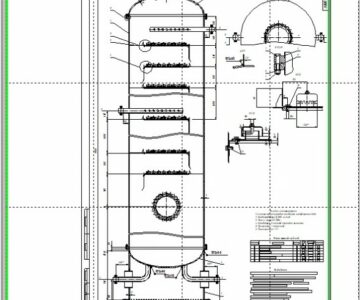 Чертеж Ректификационная колонна с колпачковой насадкой укр