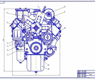 Чертеж Двигатель КамАЗ-740 в сборе