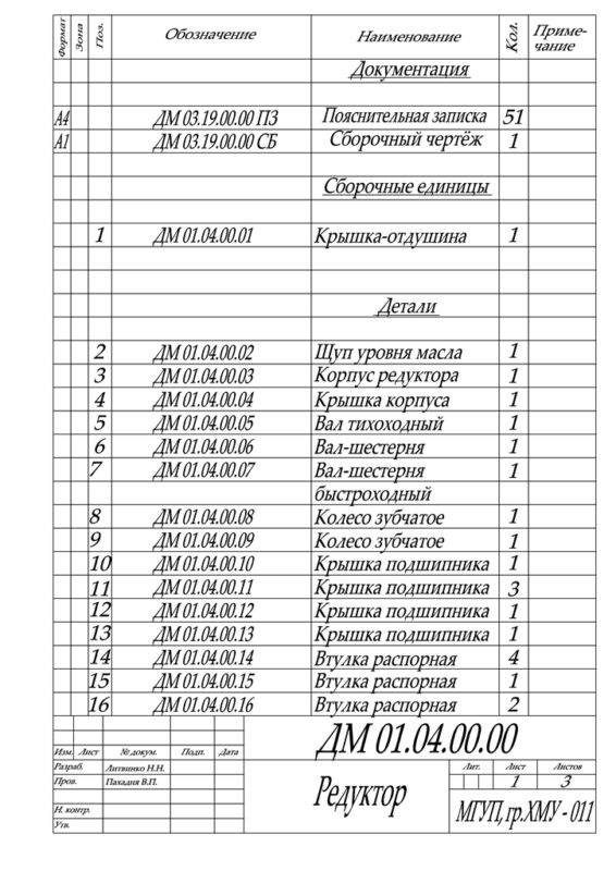 Чертеж Двухступенчатый цилиндрический несоосный редуктор