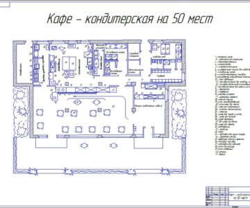 Чертеж Чертеж кафе - кондитерская на 50 мест