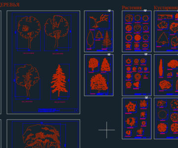 Чертеж Динамические блоки растений AutoCAD
