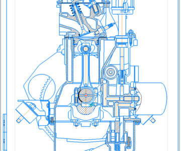 Чертеж Чертеж двигателя ВАЗ-2121