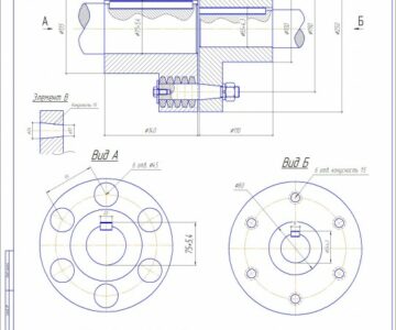 Чертеж Упругая втулочно-пальцевая муфта (МУВП) d55-75