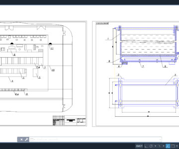 Чертеж Гальваническая ванна и гальванический цех нанесения защитных покрытий