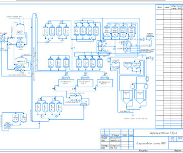 Чертеж Технологическая схема цеха очистки воды на ТЭЦ