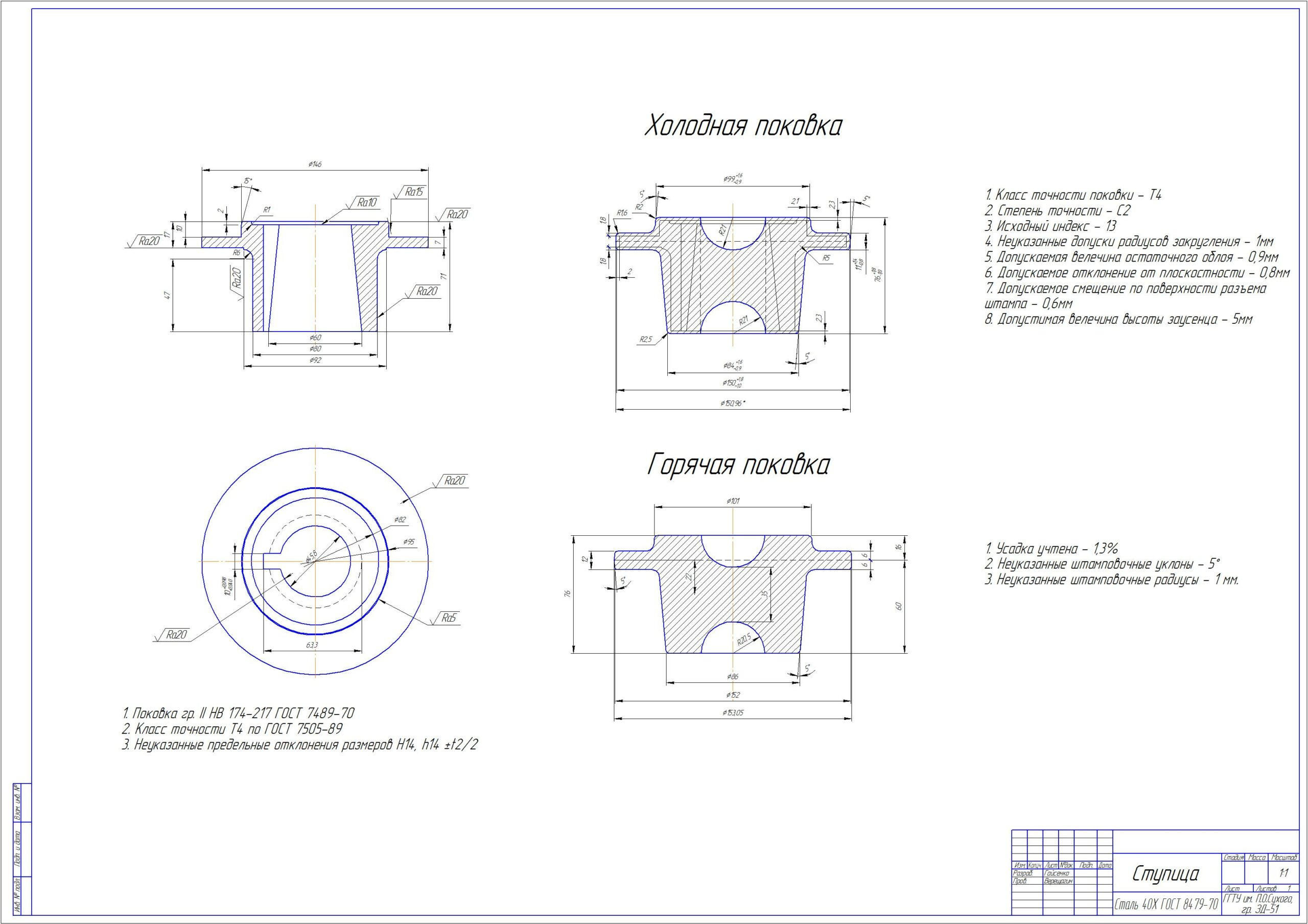 Чертеж Курсовой проект "Технология ковки и горячей штамповки"