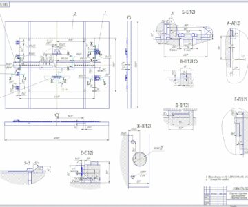 Чертеж Сборочно сварочное приспособление для изготовления Верхнего листа из двух симметричных частей центральной балки железнодорожного крана КЖ-1572
