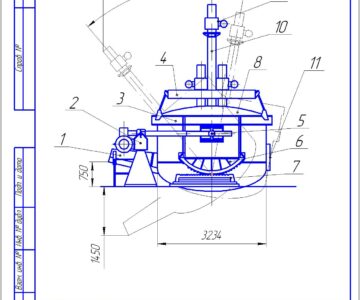 Чертеж Дуговая сталеплавильная печь ДСП-5