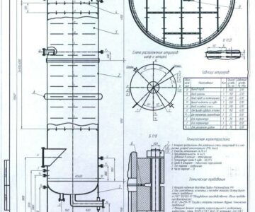 Чертеж Ректификационная колонна непрерывного действия четыреххлористый сероуглерод