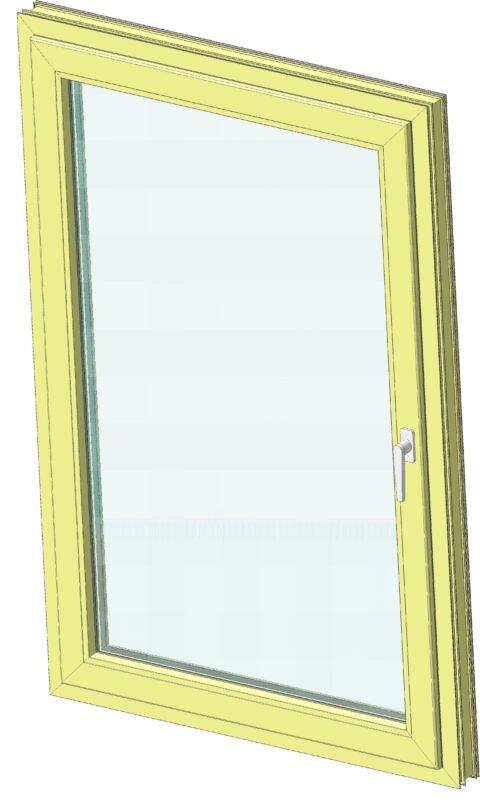 3D модель Окно пластиковое B1000хН1500. Профиль REHAU 70 мм. 1 поворотная створка.
