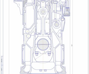 Чертеж Поперечный разрез дизеля Daihatsu 6DS-17e (5ЧН 17/27)
