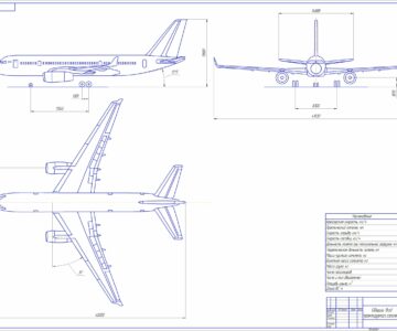 Чертеж Общий вид самолета Ту-204