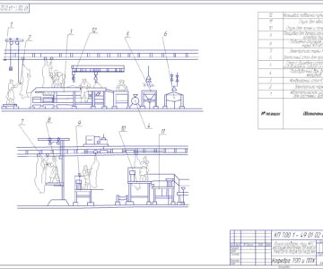 Чертеж Проект поточной линии разборки туш крупного рогатого скота, инспекции внутренних органов и транспорта продуктов разделки