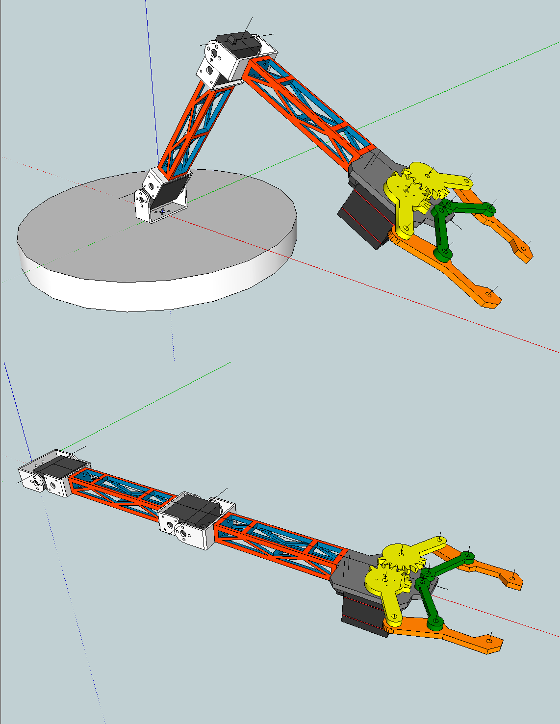 3D модель Разработка модели двухстепенного робота с механизмом захвата