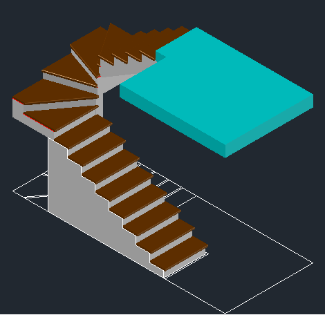 3D модель Лестница бетонная с винтовыми ступенями