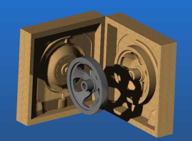3D модель Модель оснастки для формовки формы из ХТС для литья тракторного колеса