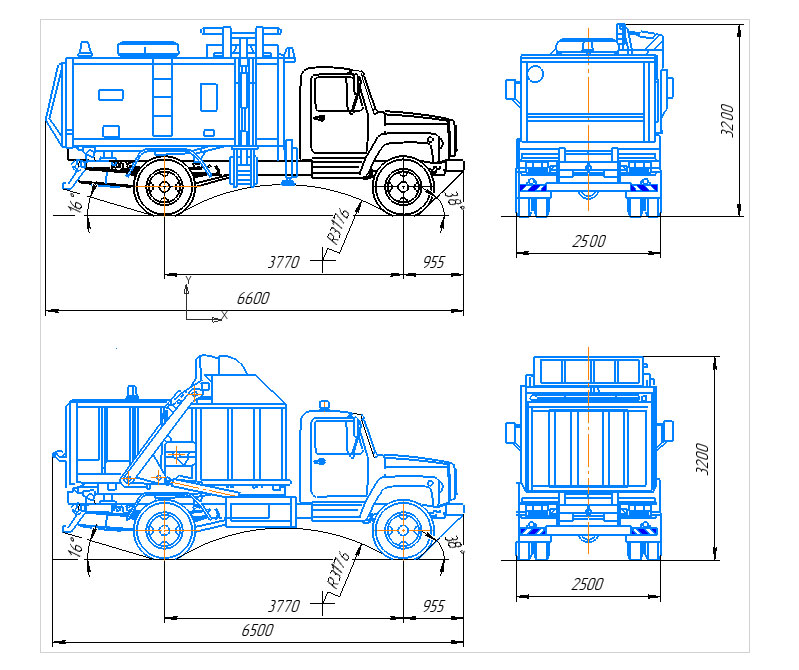 Чертеж Мусоровоз ГАЗ-3307