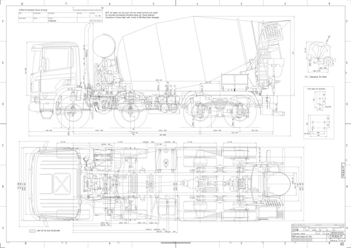 Чертеж Бетоносмеситель (миксер) Scania