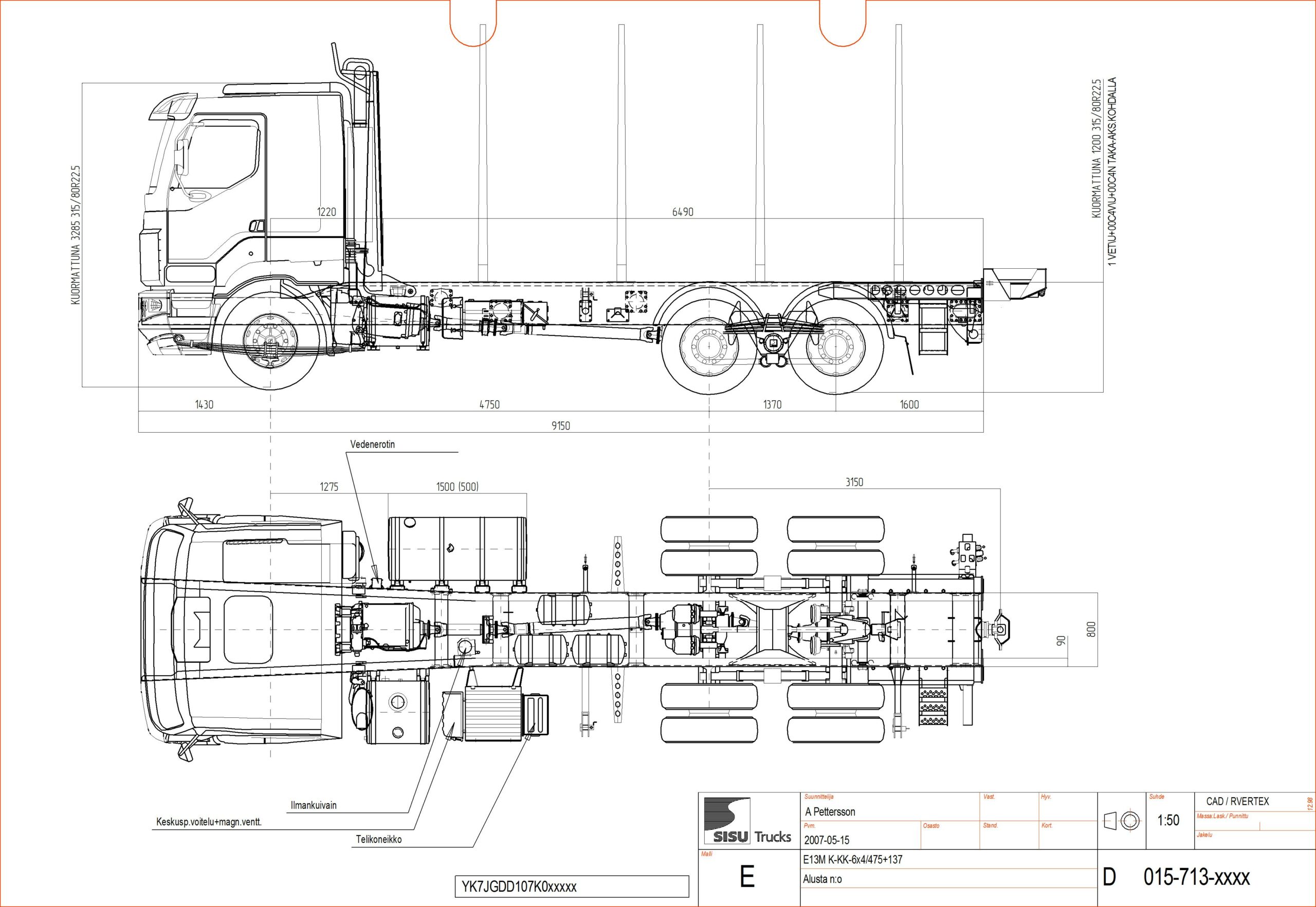 Чертеж Лесовоз Sisu 6x4