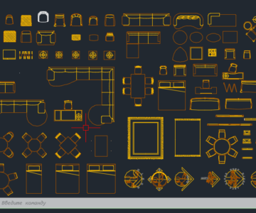 Чертеж Набор блоков AutoCAD гостинная, спальня