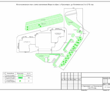 Чертеж Исполнительная план-схема озеленения двора жилого многоэтажного дома