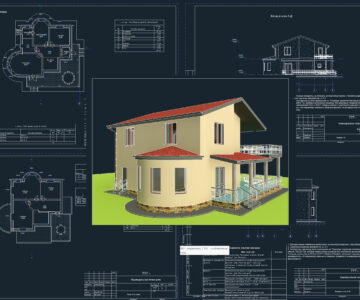 Чертеж Четыре коттеджа в Revit