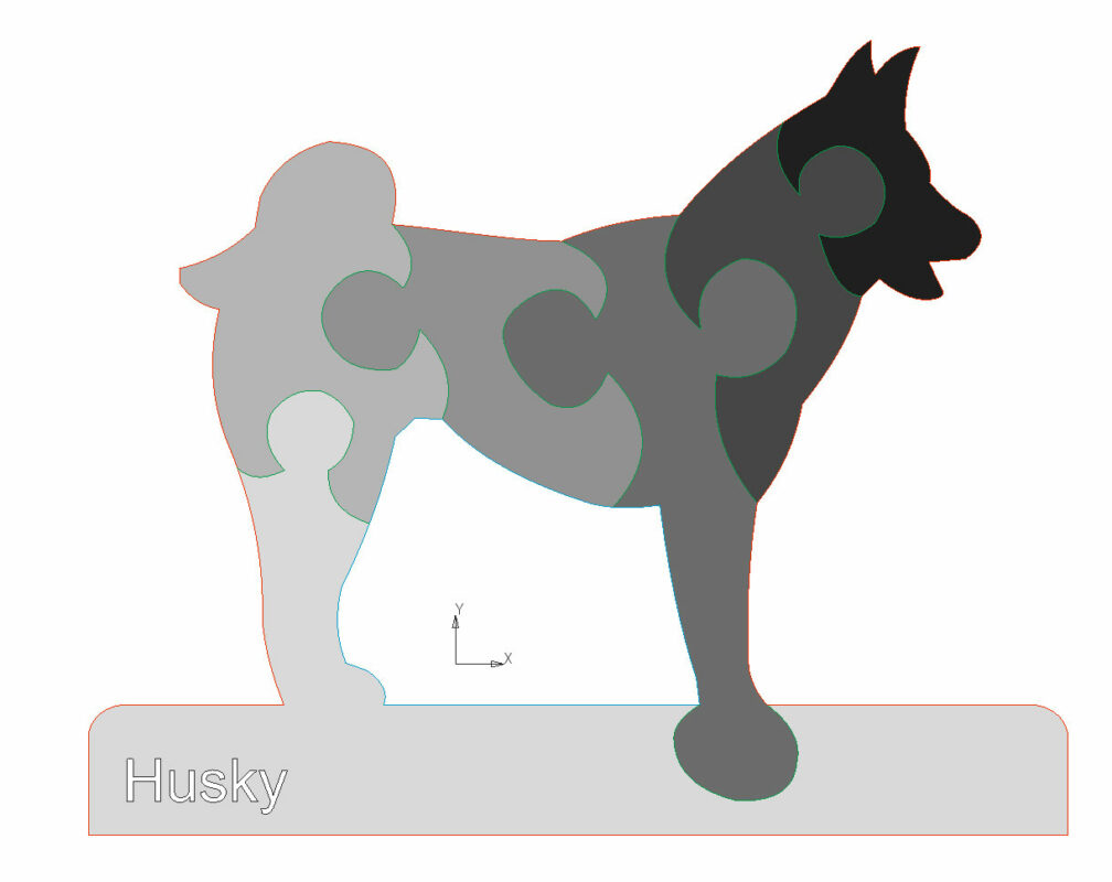 Чертеж Фигурка пазл Хаски
