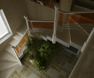 3D модель Лестница железобетонная, с забежными ступенями