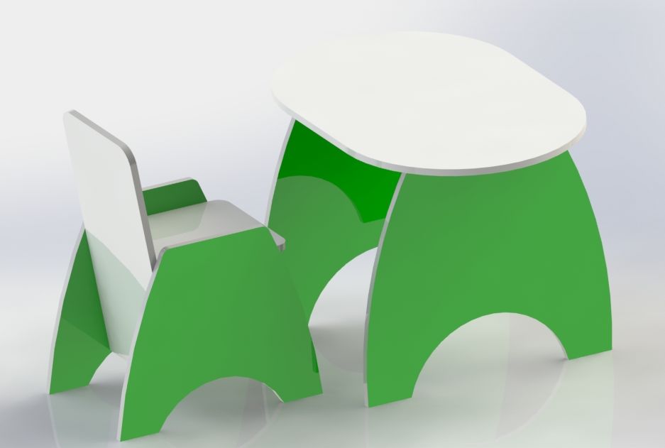 3D модель Детский столик для рисования со стулом
