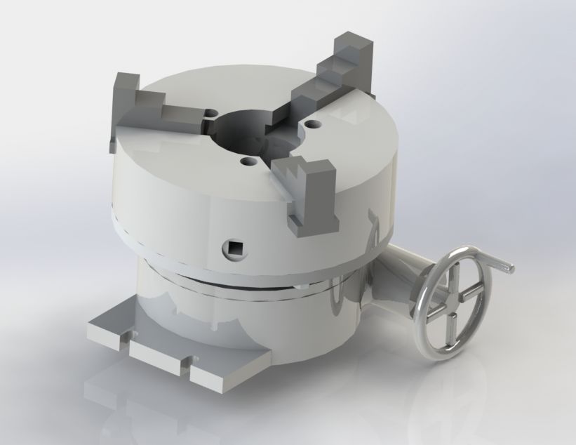 3D модель Поворотная головка с трехкулачковым патроном для фрезерного станка