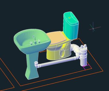 3D модель Унитаз подключение ПВХ