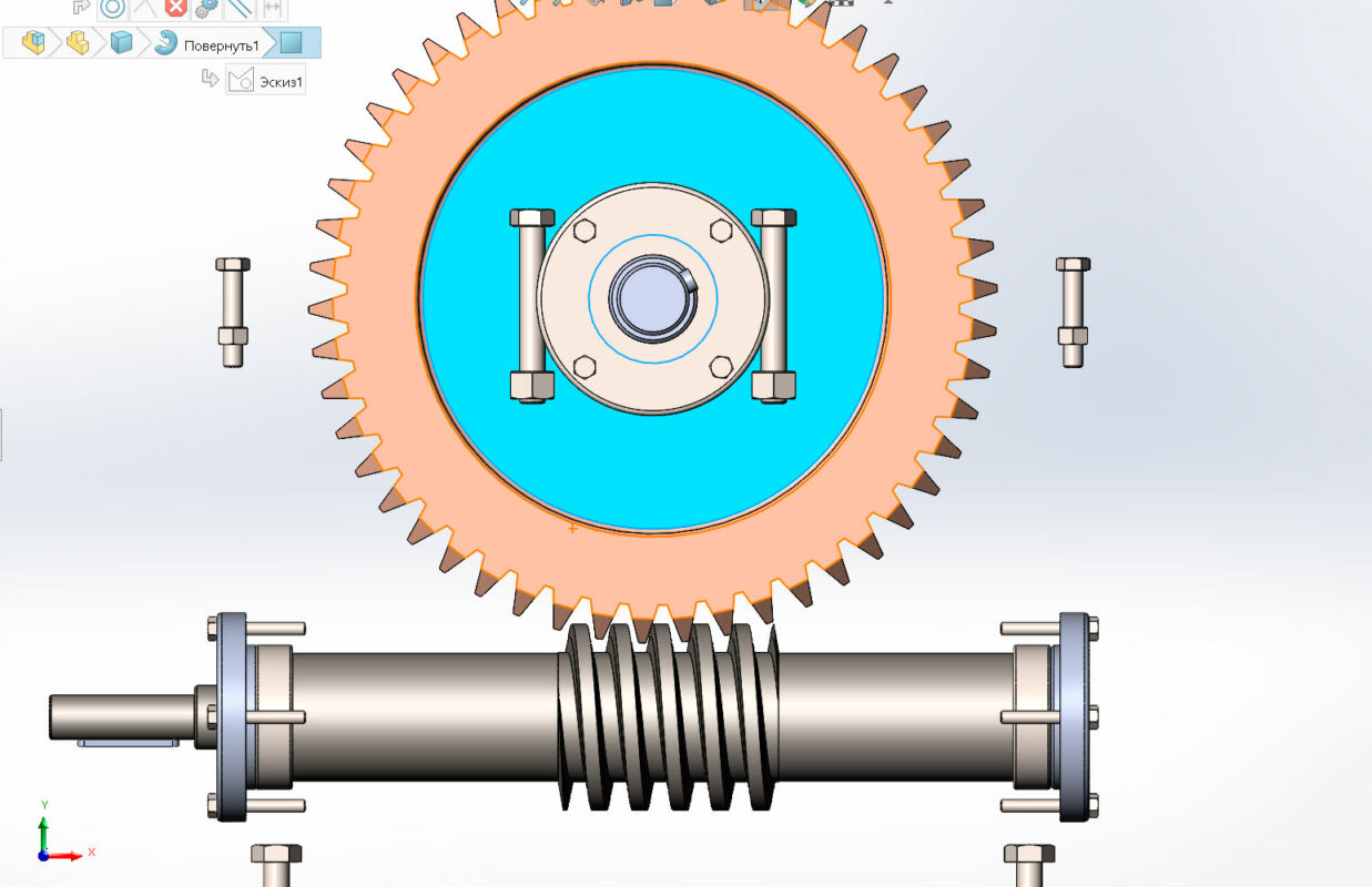3D модель Проектирование червячного редуктора в SolidWorks