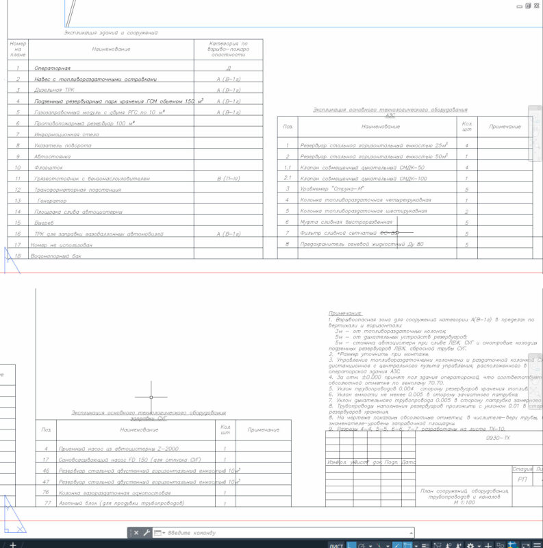 Чертеж АЗС Технологическая часть