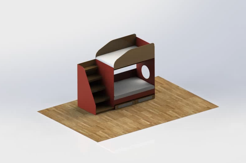 3D модель Кровать детская с лестницей