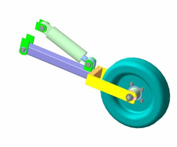 3D модель Колесо транспортное со ступицей и гидроцилиндром сельскохозяйственной почвообрабатывающей машины
