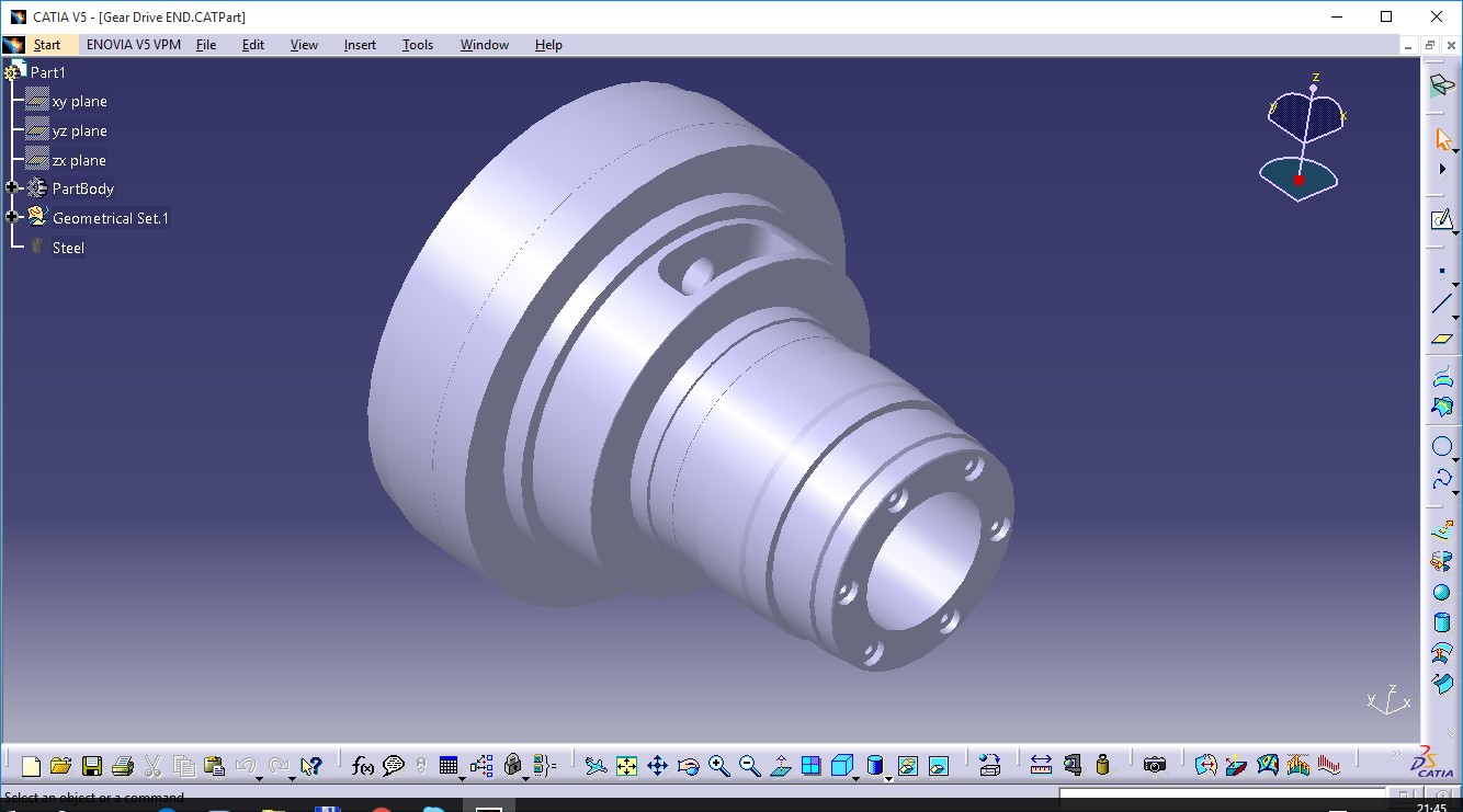 Модель детали в CATIA (Gear Drive END.CATPart)