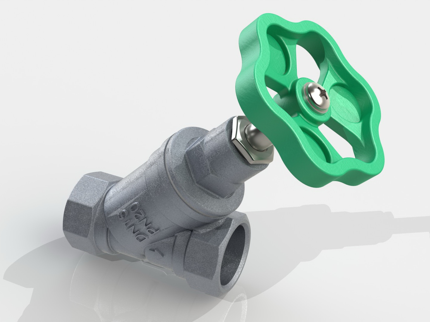 3D модель Вентиль прямоточный латунный с невыдвижным штоком Valtec 1/2" В-В VT.052