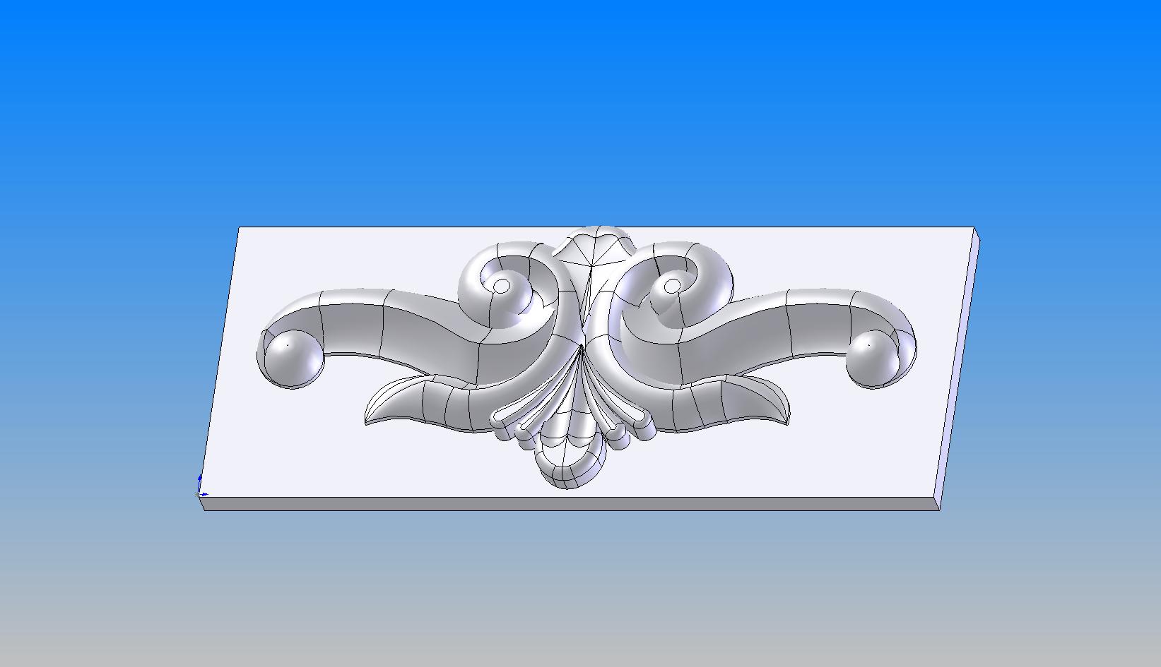 3D модель Фронтальный накладной элемент резного декора