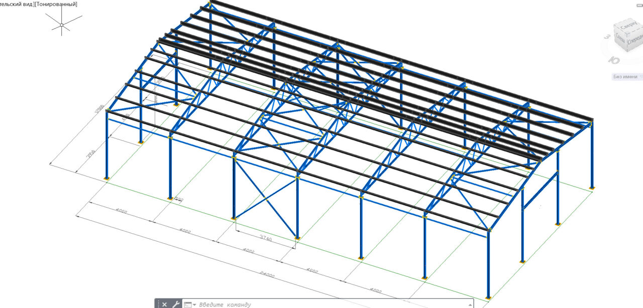 3D модель Ангар 12*24 метра (каркас)