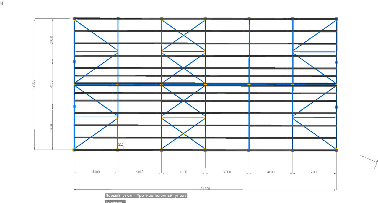 3D модель Ангар 12*24 метра (каркас)