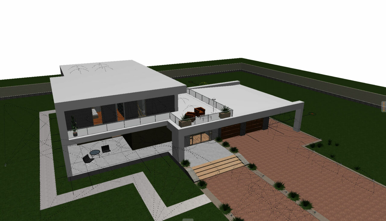 3D модель Загородный дом в стиле Хай-Тек