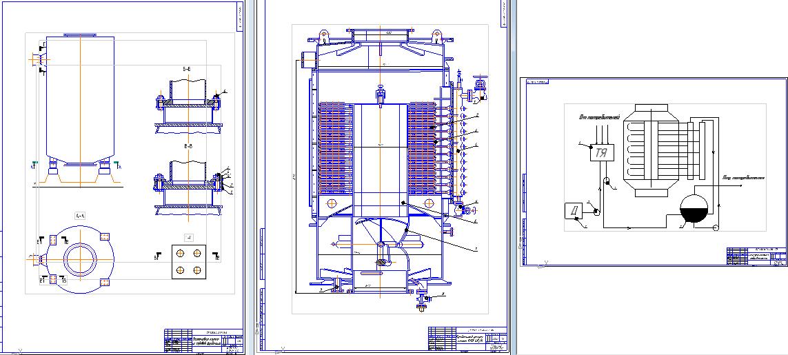 Чертеж Котел утилизатор КУП 40/6 сухогруза типа «Сергей Боткин»