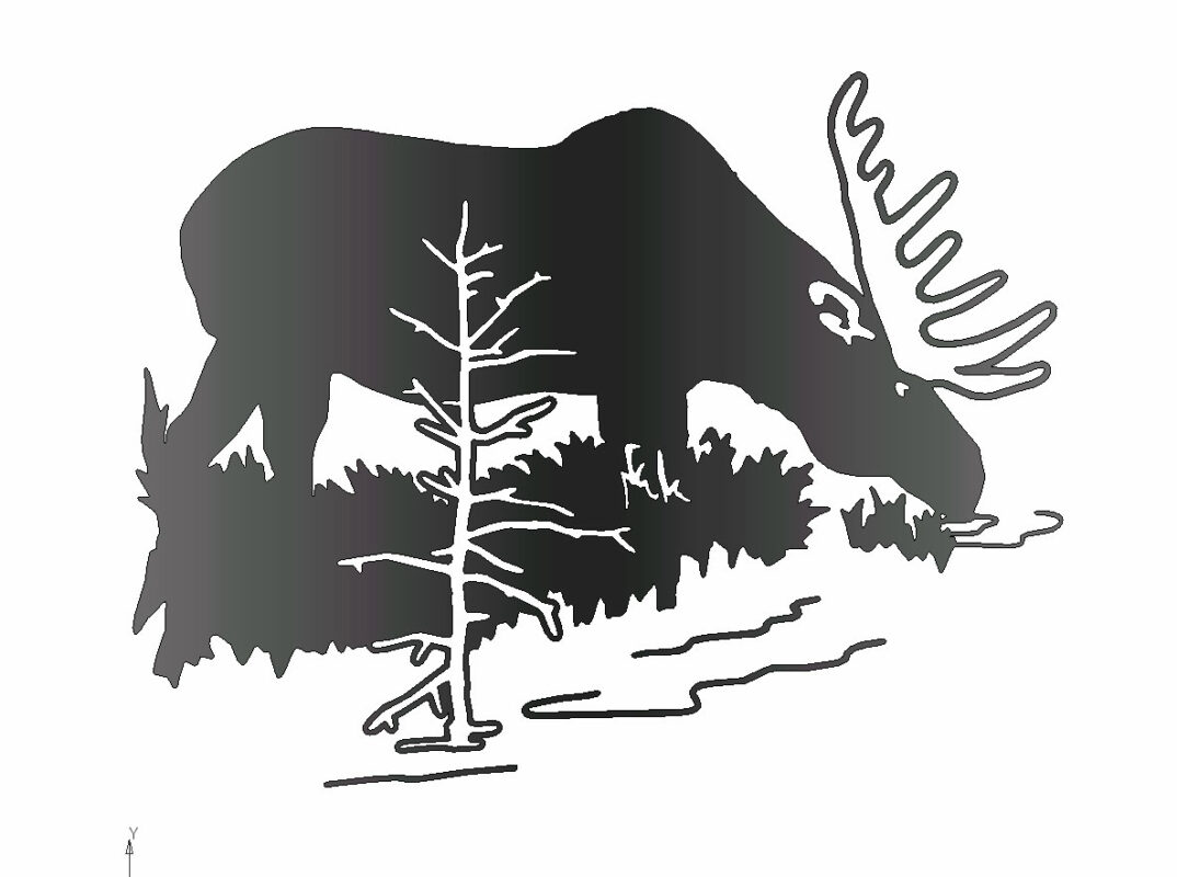 Чертеж Картина лось в лесу