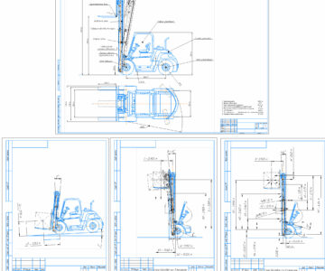 Чертеж Расчет вилочного погрузчика, прототип Mitsubishi FD90N