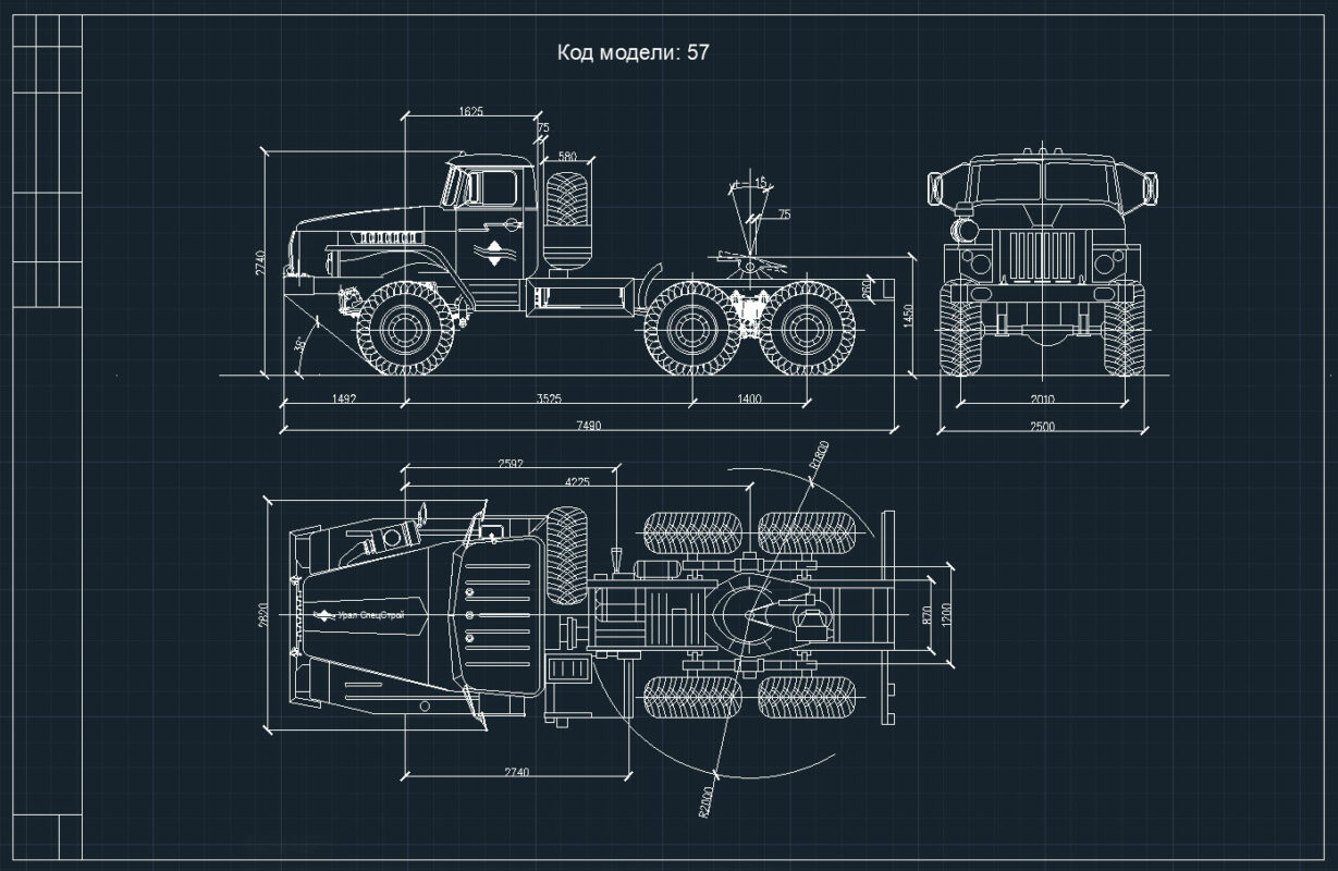 Чертеж Седельный тягач Урал 44202-0311-41