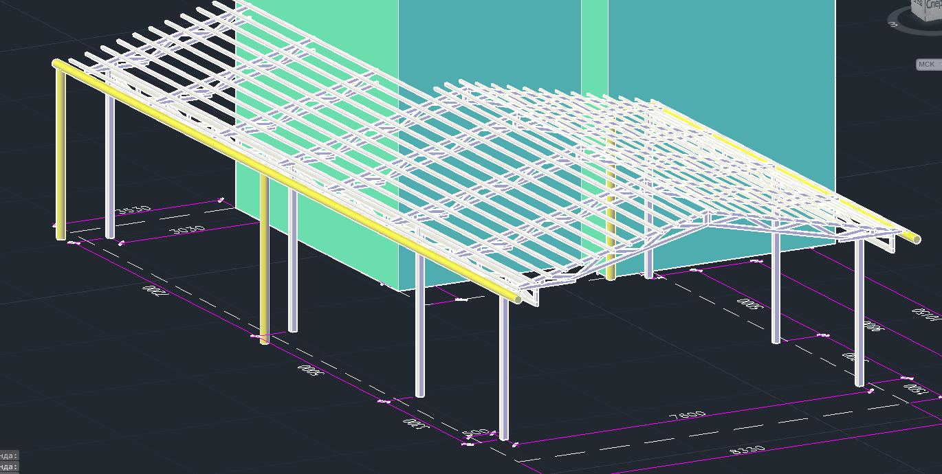 3D модель Навес. Ферма ножницы
