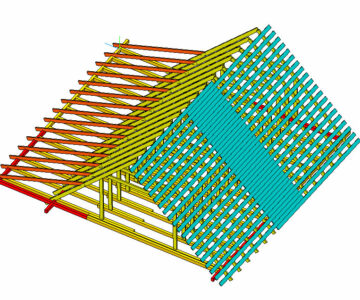 3D модель Стропильная система двухскатной крыши