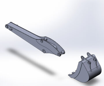 3D модель Рукоять и ковш экскаватора HITACHI ZX210LC